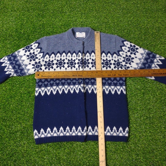 VTG 60S 70S ICELANDIC FAIR ISLE WINTER NORDIC SWEATER MADE IN USA SIZE 38 S/M - Picture 7 of 8